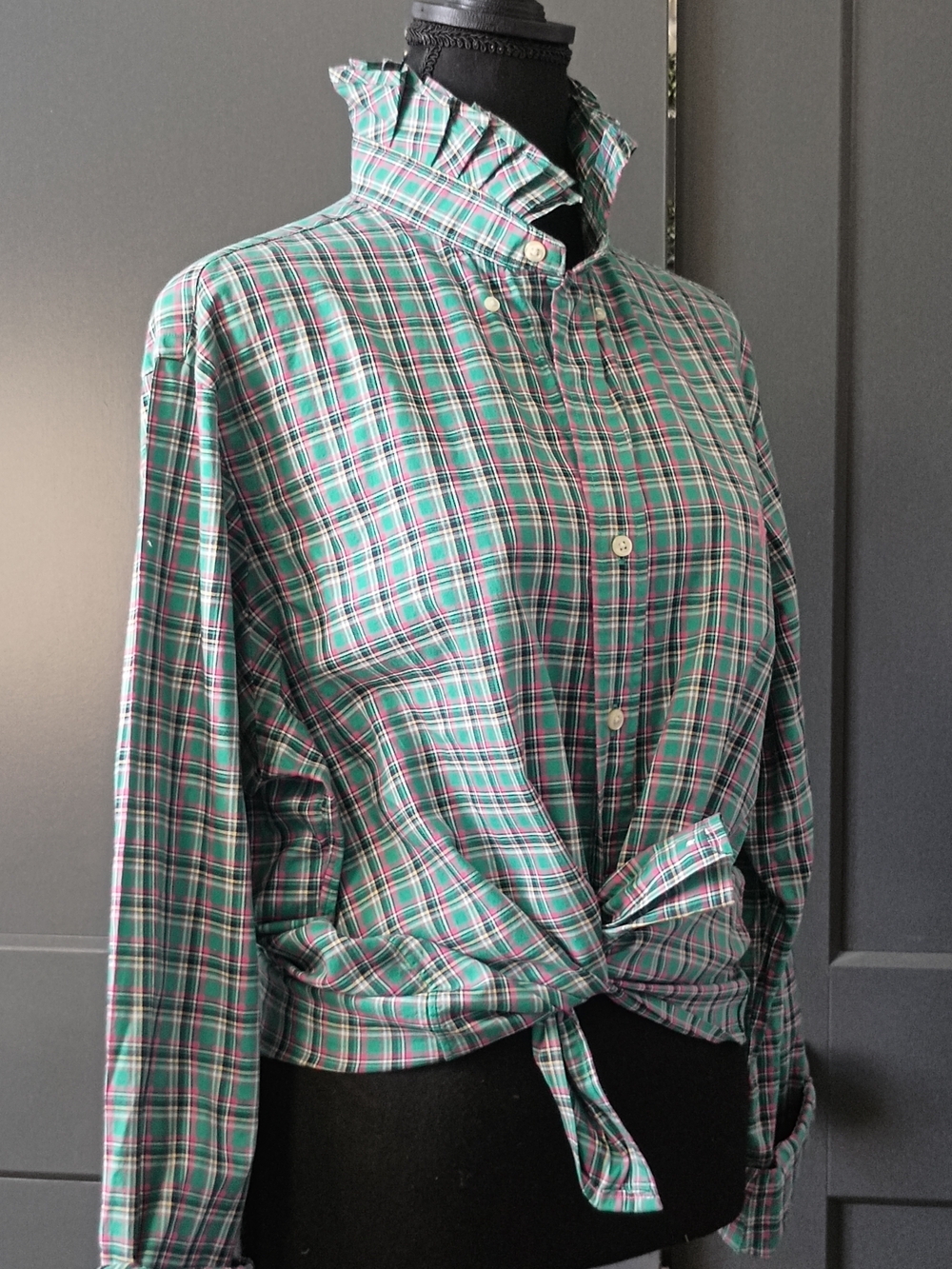 Upcycled Women's Ralph Lauren Ruffled Collar Shirt #124 - Picture 6 of 9